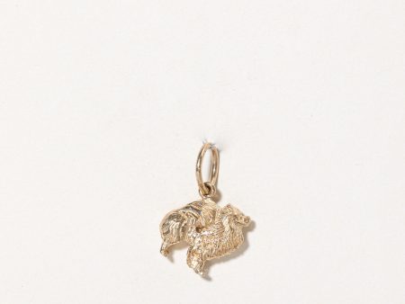 10k Yellow Gold Pomeranian Dog Charm Hot on Sale