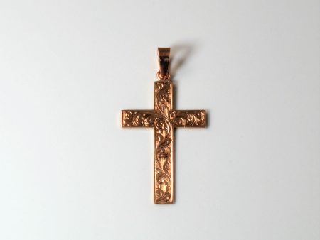 Rose Gold Ornate Cross Pendant | For Sale