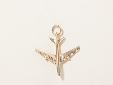 10k Yellow Gold Airplane Pendant Hot on Sale