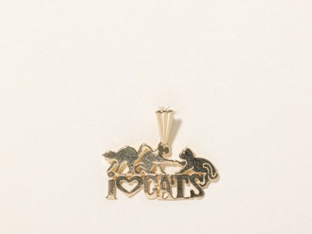 10k Yellow Gold  I Love Cats  Charm Discount