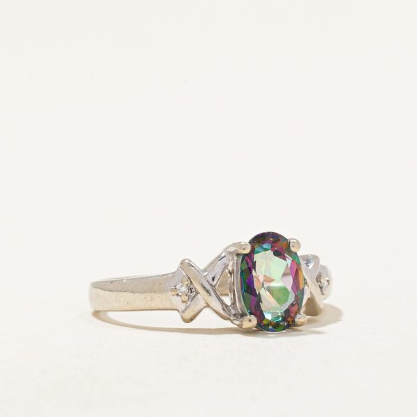 Mystic Topaz & Diamond Ring | 0.80ct, 0.01ctw | SZ 4.5 | Hot on Sale