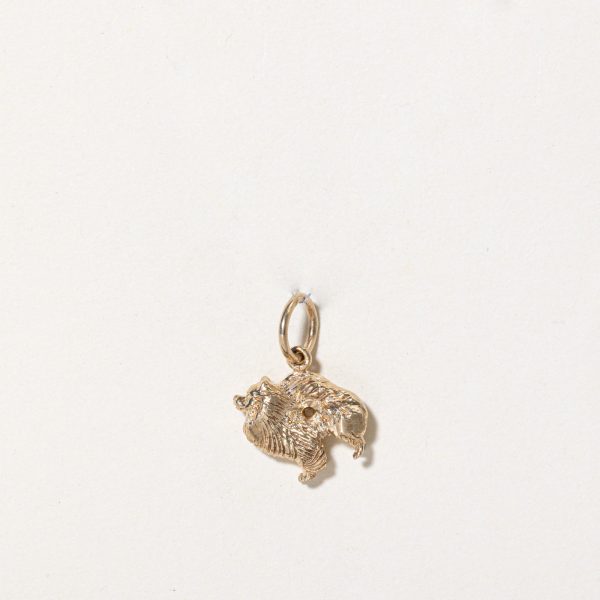 10k Yellow Gold Pomeranian Dog Charm Hot on Sale