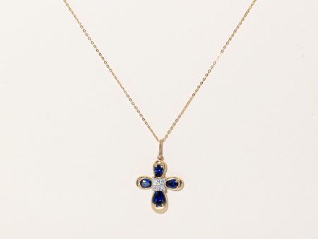 Synthetic Sapphire & Natural Diamond Pendant & Necklace | 0.13ctw | 18  | Online