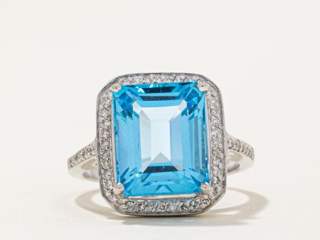 Blue Topaz & Diamond Cocktail Ring | 8.03ct, 0.23ctw | SZ 7 | Supply