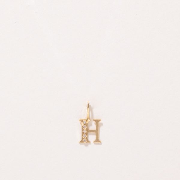 French Hallmarked Diamond  H  Initial Pendant | 0.02ctw | Supply