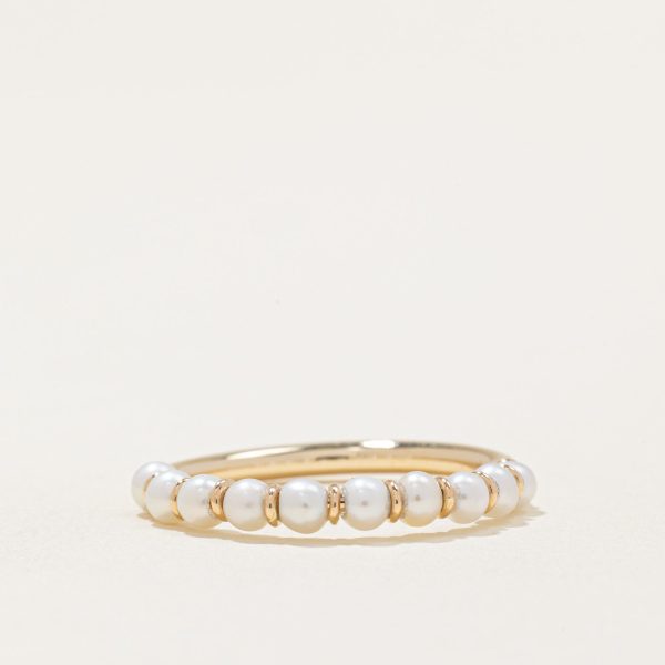 100 Ways  Freshwater Pearl Semi Eternity Ring | SZ 6.75 | Hot on Sale