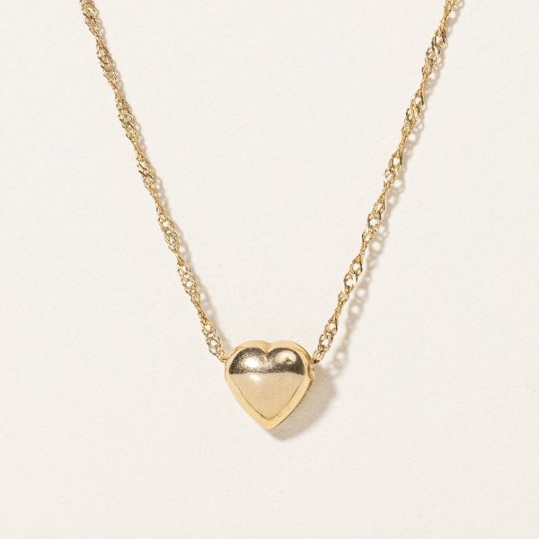 10k Yellow Gold Heart Pendant & Necklace | 16  | Online