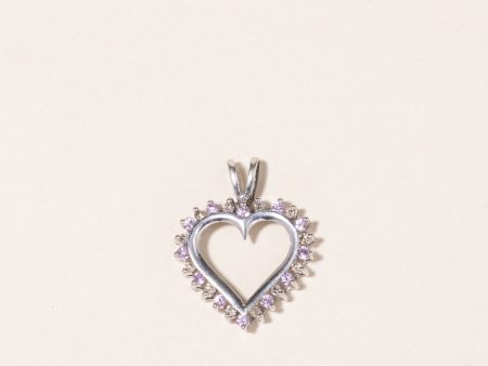 10K White Gold Pink Topaz & Diamond Heart Pendant | 0.12ct, 0.12ctw | Supply