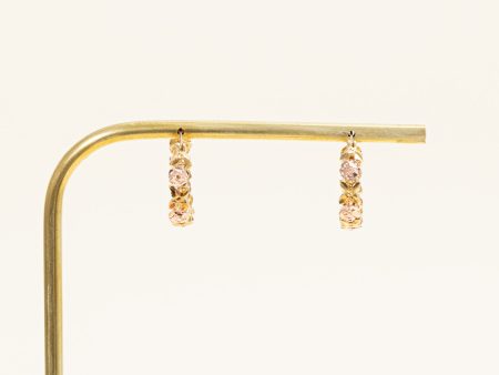 10k Two Tone Gold Flower Hoop Earrings Online