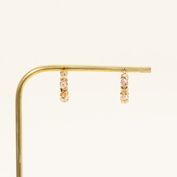 10k Two Tone Gold Flower Hoop Earrings Online