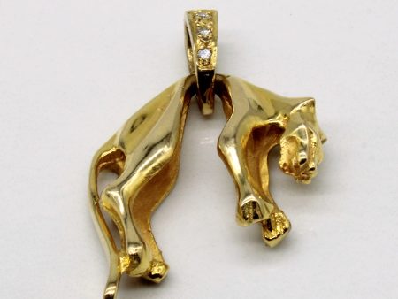 10k Yellow Gold Panther Pendant Hot on Sale