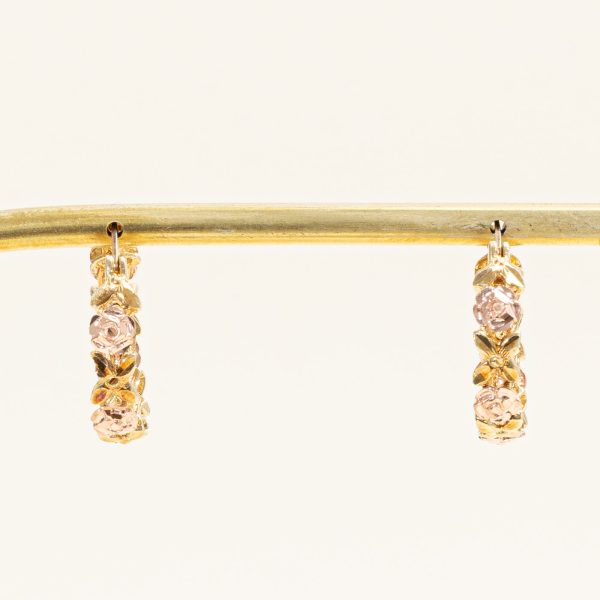 10k Two Tone Gold Flower Hoop Earrings Online