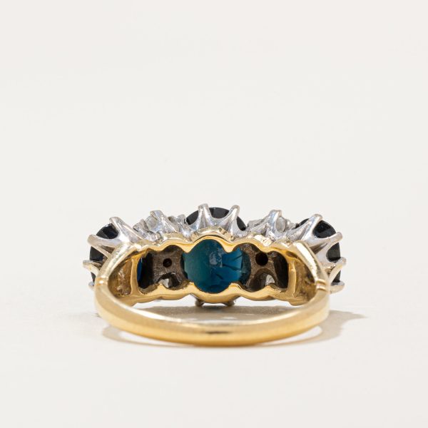 1977 London Sapphire & Diamond Cocktail Ring | 3.80ctw, 0.25ctw | SZ 6.5 | For Sale