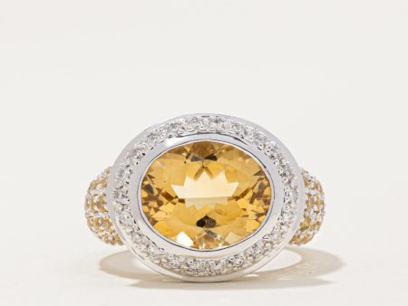 Citrine & Diamond Cocktail Ring | 5.31ctw, 0.22ctw | SZ 6.25 | Supply