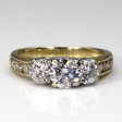 Three Stone Diamond with Accents Engagement Ring | 1.80ctw I1 I2 I J | SZ 6.75 | Online Hot Sale