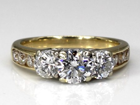 Three Stone Diamond with Accents Engagement Ring | 1.80ctw I1 I2 I J | SZ 6.75 | Online Hot Sale