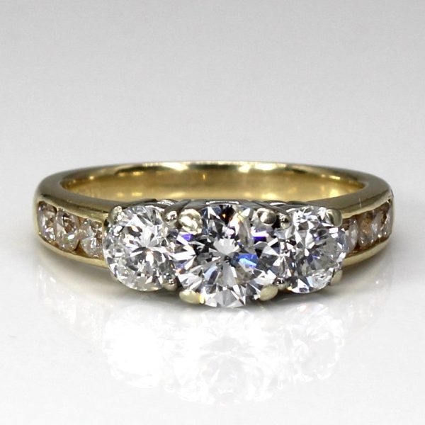 Three Stone Diamond with Accents Engagement Ring | 1.80ctw I1 I2 I J | SZ 6.75 | Online Hot Sale