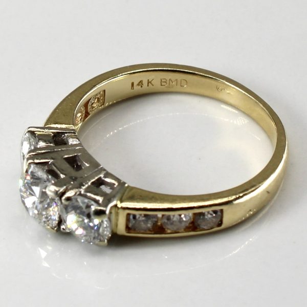 Three Stone Diamond with Accents Engagement Ring | 1.80ctw I1 I2 I J | SZ 6.75 | Online Hot Sale