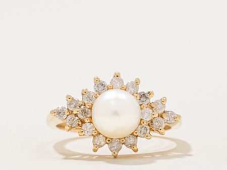 Cultured Pearl & Diamond Cocktail Ring | 0.54ctw | SZ 6.25 | Online Hot Sale