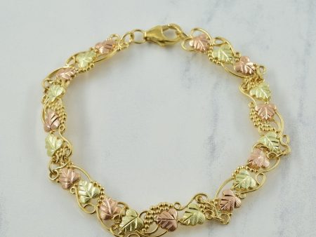 10k Yellow & Rose Gold Leaf Bracelet | 7  | Sale