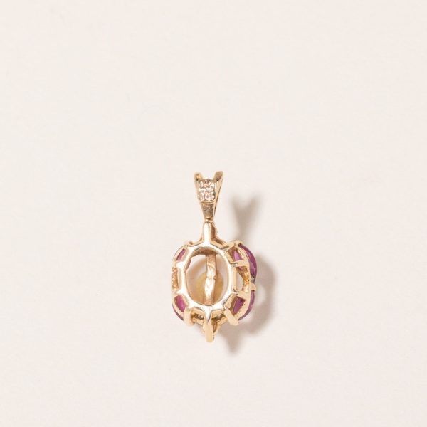 10K Yellow Gold Pearl, Red Spinel & Diamond Pendant | 6.57mm, 0.28ctw, 0.09ctw | Online Hot Sale