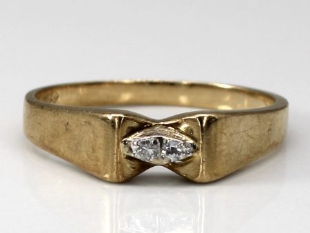 Offset Diamond Gold Ring | 0.02ctw | SZ 7 | For Discount