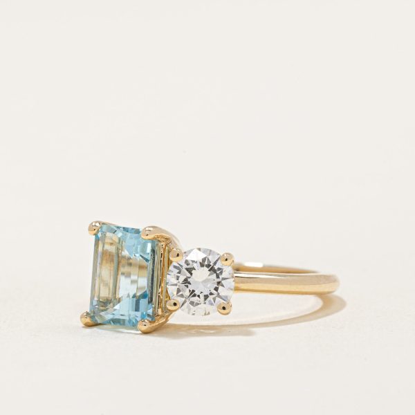 100 Ways  Aquamarine & Diamond Toi et Moi Ring | 1.30ct, 0.54ct | SZ 6.75 | For Discount