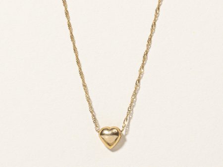 10k Yellow Gold Heart Pendant & Necklace | 16  | Online