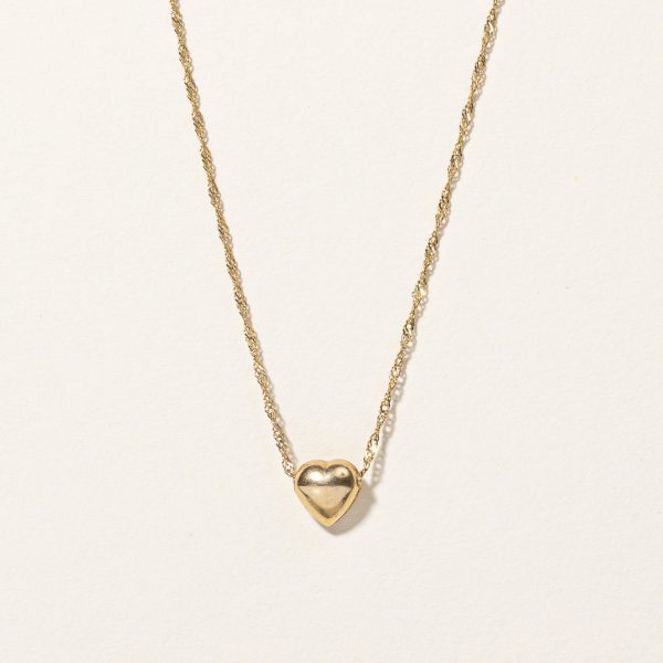 10k Yellow Gold Heart Pendant & Necklace | 16  | Online