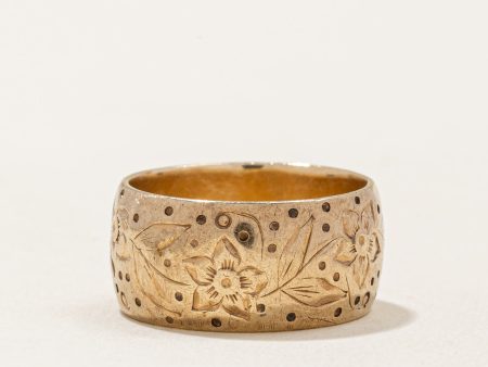 10k Yellow Gold Floral Design Ring | SZ 7 | For Sale