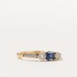 Victorian Three Stone Sapphire & Diamond Ring | 0.02 ctw, SZ 5 | Supply