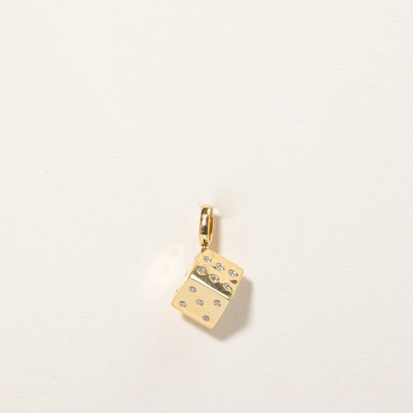 Flush Set Diamond Six Sided Dice Charm | 0.10ctw | For Sale