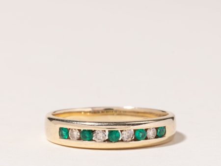 10K Yellow Gold Emerald & Diamond Band | 0.10ctw, 0.10ctw | SZ 6.75 | Online Hot Sale