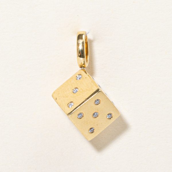 Flush Set Diamond Six Sided Dice Charm | 0.10ctw | For Sale