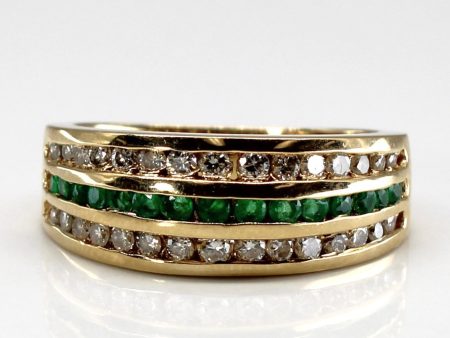 Channel Set Diamond & Emerald Ring | 0.30ctw | 0.15ctw | SZ 5.25 | For Cheap