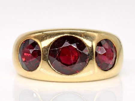 Three Stone Garnet Ring | 4.10ctw | SZ 7.5 | Hot on Sale