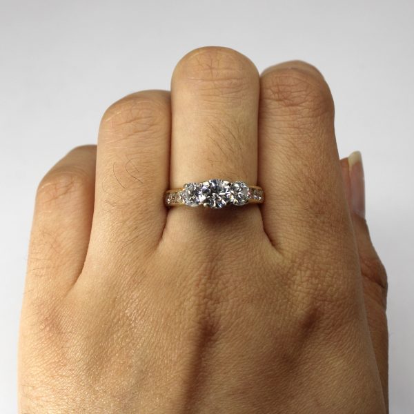 Three Stone Diamond with Accents Engagement Ring | 1.80ctw I1 I2 I J | SZ 6.75 | Online Hot Sale