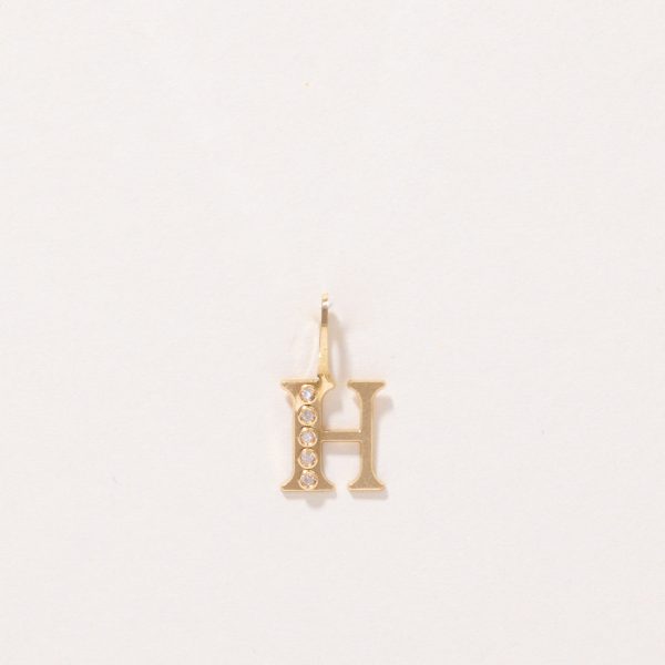 French Hallmarked Diamond  H  Initial Pendant | 0.02ctw | Supply