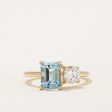 100 Ways  Aquamarine & Diamond Toi et Moi Ring | 1.30ct, 0.54ct | SZ 6.75 | For Discount