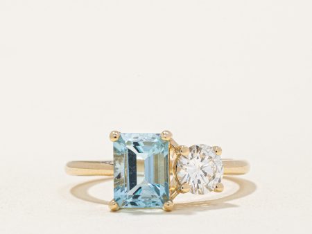 100 Ways  Aquamarine & Diamond Toi et Moi Ring | 1.30ct, 0.54ct | SZ 6.75 | For Discount