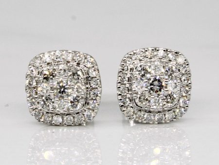 10k White Gold Cluster Diamond Stud Earrings | 0.44ctw | Online