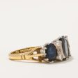 1977 London Sapphire & Diamond Cocktail Ring | 3.80ctw, 0.25ctw | SZ 6.5 | For Sale