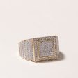 10k Yellow Gold Cluster Diamond Signet Ring | 1.53ctw | SZ 8.75 on Sale