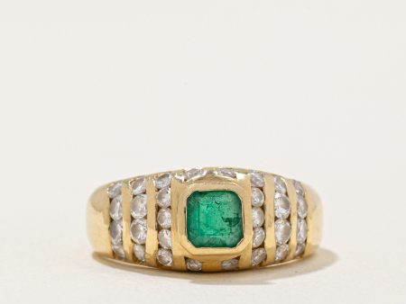 Diamond & Emerald Ring | 0.67ctw, 0.28ct | SZ 4.25 | on Sale