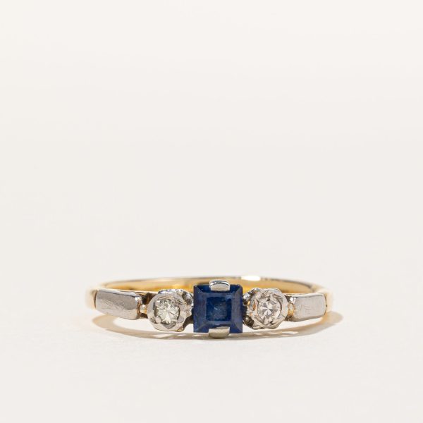 Victorian Three Stone Sapphire & Diamond Ring | 0.02 ctw, SZ 5 | Supply