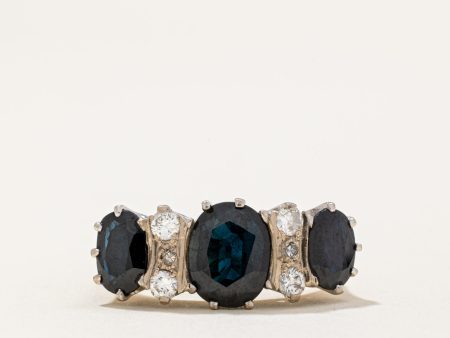 1977 London Sapphire & Diamond Cocktail Ring | 3.80ctw, 0.25ctw | SZ 6.5 | For Sale