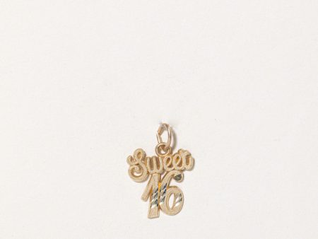 10k Yellow Gold  Sweet 16  Charm For Sale