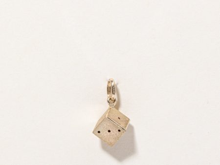 10k Yellow Gold Dice Charm For Sale