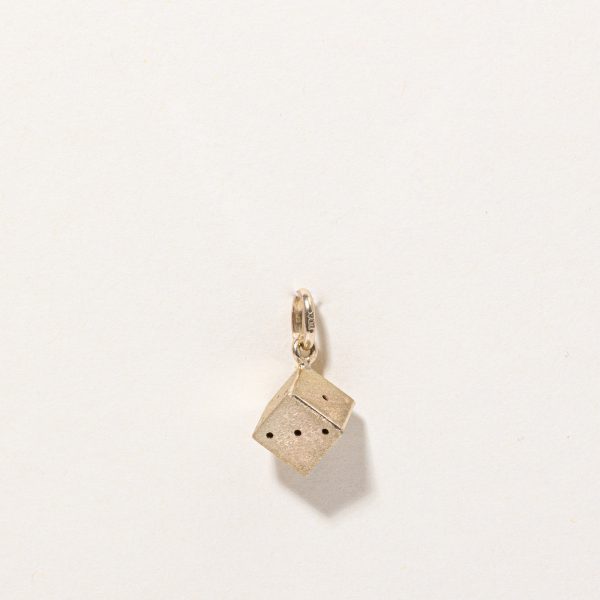 10k Yellow Gold Dice Charm For Sale