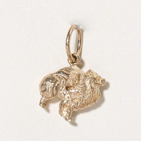 10k Yellow Gold Pomeranian Dog Charm Hot on Sale